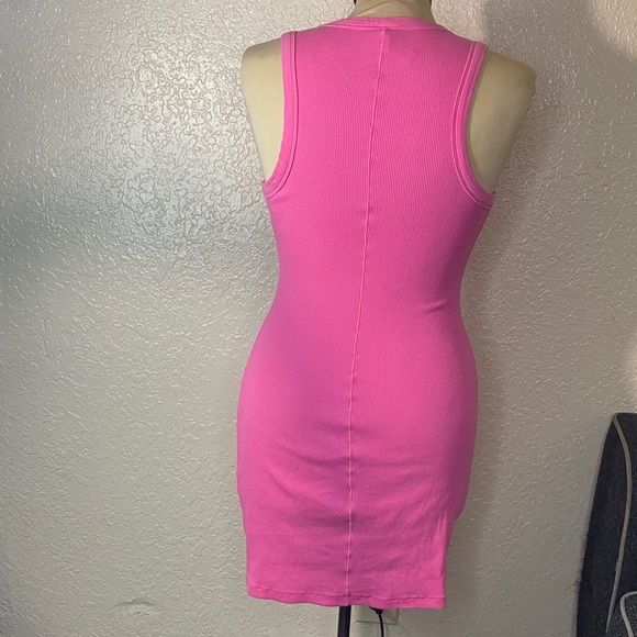 SKIMS Bright Pink Ribbed Mini fitted Dress - Picture 6 of 10
